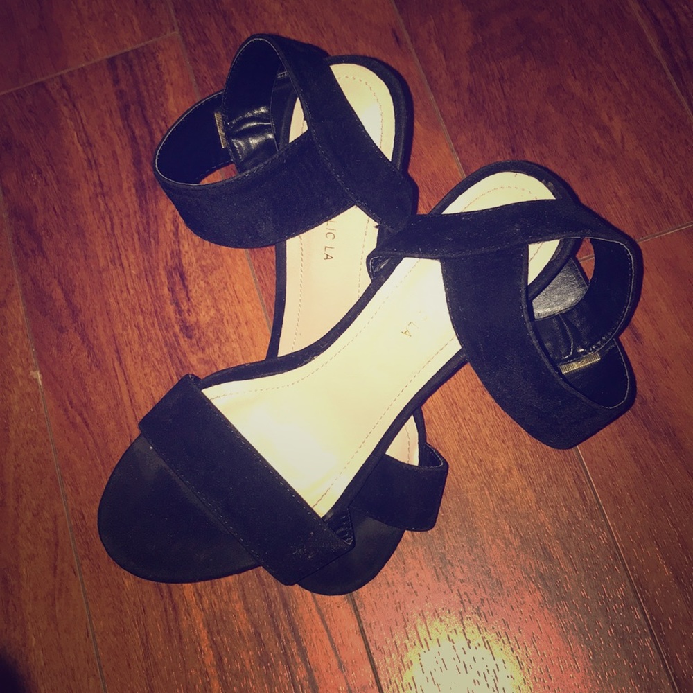 Black suede heels